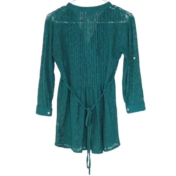 2109 * American Rag Lace Button Down Shirt Green Size S - Picture 2 of 7
